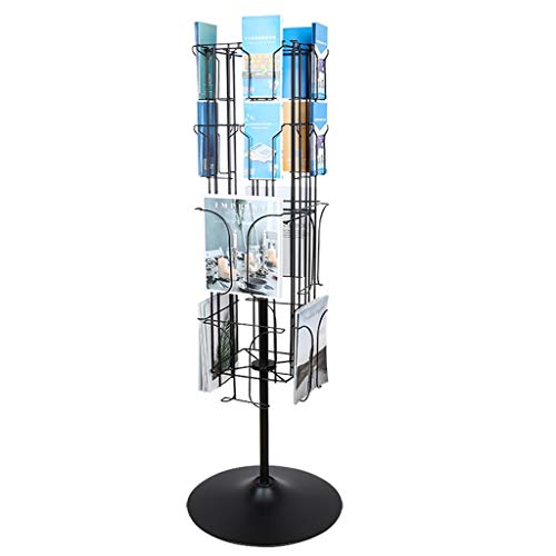 GBY Floor Magazine Rack Rotating Floor-brochure Magazine Display Stand Brochure Brochures Reference Shelf Free Standing Magazine Rack (Size : Black)