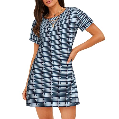 Chemise de nuit respirante contre la chaleur nocturne motif drapeau grec