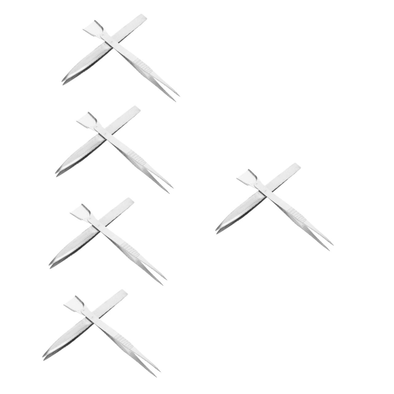 Mipcase 5 Set Pinzette Con Spatola Pinzette Affilate Fabbricazione Presa Pinzette Per Perline Artigianali Pinzette Di Precisione Pinzette Di Gioielli Acciaio Inossidabile Argento 2 Pezzi*5