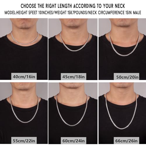 Italian Solid 14k Gold/Silver Chain Necklace for Men, 4mm 5mm Cuban Link Chain Necklace for Men, Sturdy & Comfortable & Shiny 16/18/20/22/24/26 Inchs3