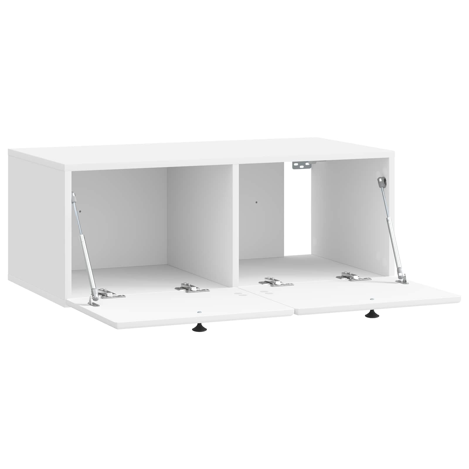 Wandmontierter TV-Schrank Hochglanz Weiß 78,5x41x30 cm | Platzsparendes Lowboard für Wohnzimmer und Schlafzimmer mit 90 Grad Klapptür und robuster Wandhalterung.