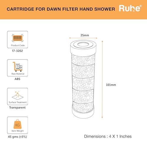 Image of Ruhe Dawn Filter Cartridge for Hand Shower | Pack of 2 | Hard Water Softener Filter | Multi-Stage Filtration for Clean and Purified Shower Water