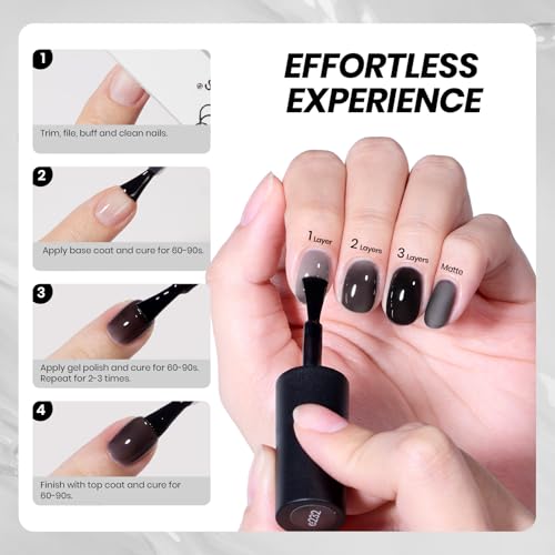 Image of Beetles Black Jelly Gel Nail Polish - 15ML Sheer Black Gel Polish Neutral Jelly Translucent Effect Soak Off UV French Nail Art DIY Home Manicure Gift for Women