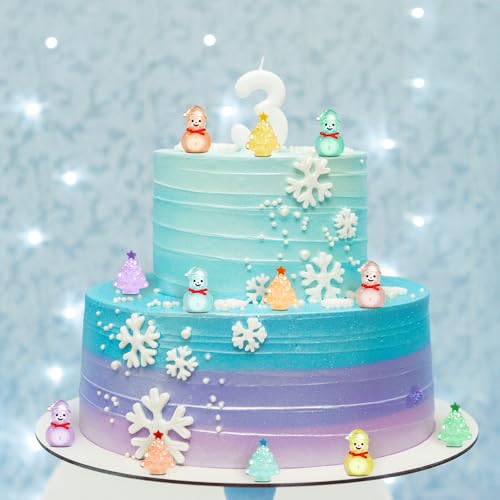 Vertintong JUA-VERTINTONG-332 96 Pcs Luminous Christmas Tree And Snowman Figurines Glow In Dark Mini Resin Christmas Tree And Snowmen Set Miniature Christmas Winter Figurines thumb #3