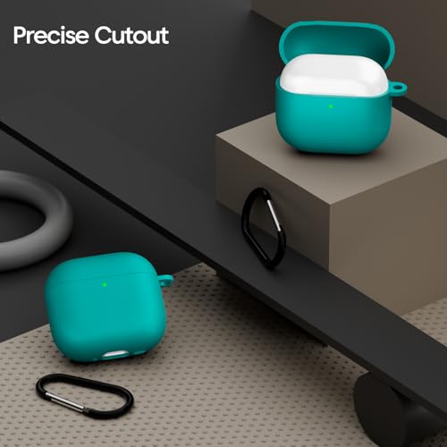 Image of Sounce Airpods 4th Generation Case Cover 2024, Soft Silicone Skin Cover Shock-Absorbing Full Protective Case with Keychain for New Apple Airpods 4 Case [Front LED Visible] (Green)