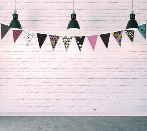 Image of Fabric Pennant Banner for Jack and Sally Themed Party Decorations, Nightmare Christmas Themed Birthday Party Supplies, Holiday Birthday Decors, Halloween Yard Sign