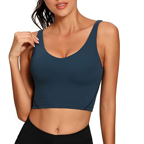 Image of Lemedy Women Sports Bra Longline Crop Tank Top Padded Workout Running Yoga