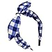 Sea Team Wire Headband Stylish Retro With Bow-tie Square Print for Women and Girls Blue and White