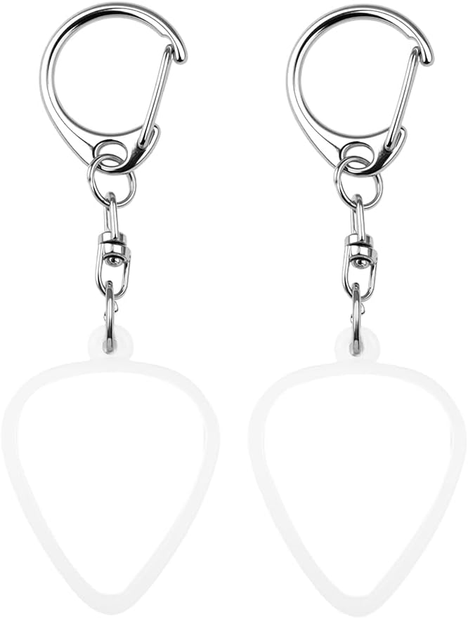 Guitar Pick Holder Keychain for Men Women Music Lovers metal Guitar Picks Storage Cases for Women Men Heart Shaped Keychain for Music Enthusiast Guitarist Birthday Gifts for Friends 2pcs