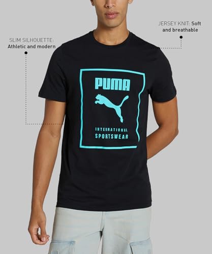 Image of Puma Men's Cotton Essential Box Graphic Print Slim Fit Tees