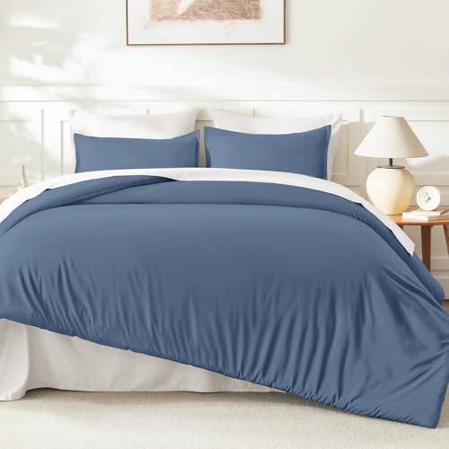 Image of Litanika Comforters Queen Size Ocean Blue, 3 Pieces Lightweight Solid Bedding Set & Collections, All Season Fluffy Bed Set (90x90 Inches Comforter & 2 Pillowcases)