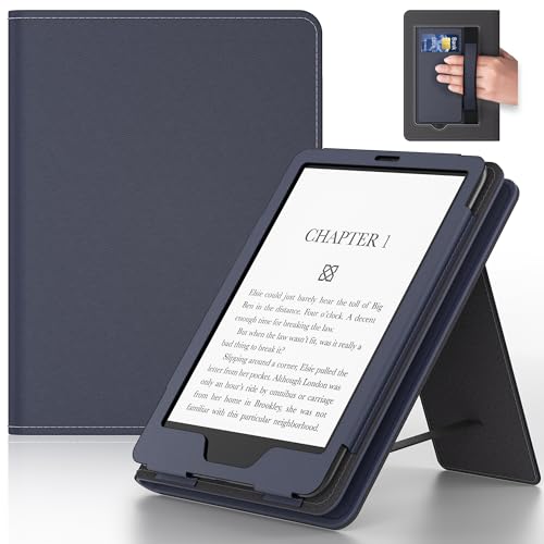 Lainergie 6in Tablet Case with Stand and Hand Strap,Incompatible with Old Version, Durable Synthetic Leather Cover with Auto Sleep Wake, Haze Blue