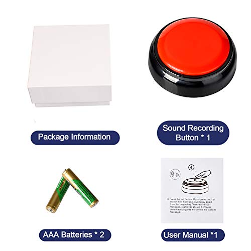 Record Talking Button Easy Button Talking Button Record Recordable Sound Buttons Answer Buzzers Talk Button(Black+Red) #TOP6