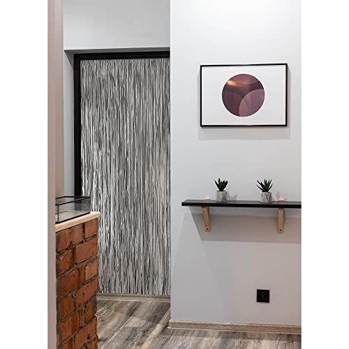 Evideco French Home Goods Braided Paper Chevron Curtain Door 94 Strings 78.8" H X 35.5" W Grey #TOP1