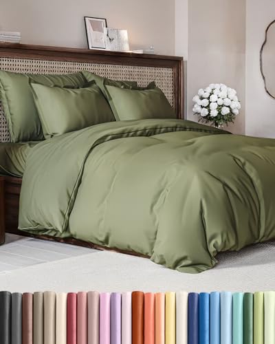 Duvet Cover King Size - Extra Soft King Size Duvet Cover - Lightweight & Breathable - Easy Care & Fade Free with Zipper Closures & Ties - 104" x 90" Inches - (Sage Green) Comforter Not Included