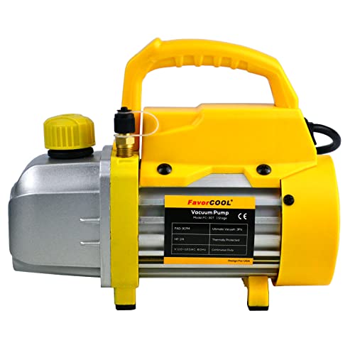 Favorcool Vacuum Pump, Single Stage Hvac Vacuum Pump 3 Cfm Rotary Vane Vacuum Pump,1/4 Hp 110V Air Conditioner Refrigerant For R134A R410A R22 Systems, Vacuum Pump Automotive, 170Ml Oil Included #TOP2