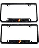 (Pack of 2) German License Plate Frame Aluminum with Carbon Fiber Finished Screw & Caps Included! Universal Fit License Plate Frame for Mercedes Benz Porsche BMW Audi Volkswagen VW
