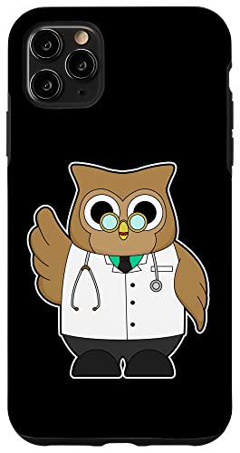 フクロウ 医者 聴診器 スマホケース iPhone 11 Pro Max 用