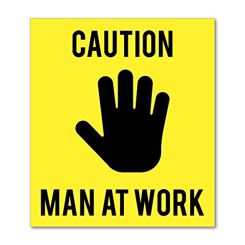 Caution Man At Work Sticker Decal Car Mailbox Bin Label Jar Can Van Truck