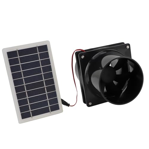 Haofy 10 W 12 V Solarbetriebener Abluftventilator, Solar-Entlüftungsventilator, ABS-Solarpanel-Ventilator-Set für Runde Rohre für Haustierhaus, Hühnerstall, Wohnmobil, Gewächshaus