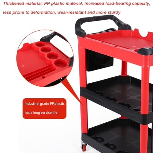 Carrito de detalles de coche con ruedas, almacenamiento móvil en taller con ganchos laterales para limpieza automática, diseño resistente para una organización eficiente del lavado de autos