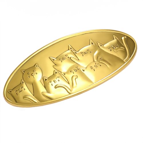 Pinza para cabello con diseño de gato pequeño en metal dorado miniatura 1