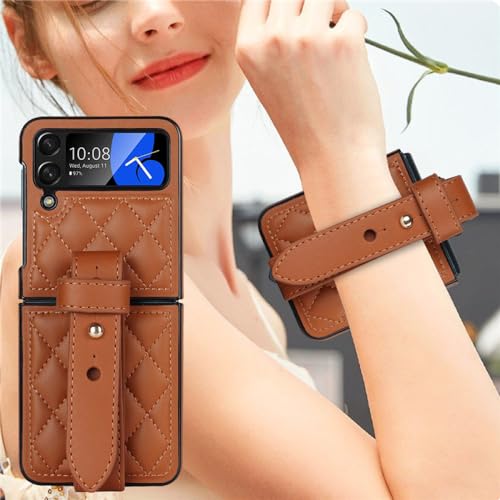 Étui en cuir de luxe avec dragonne chic pour Samsung Galaxy Z Flip 5 4 3 - 3