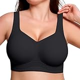 ProKloud Jelly Bras for Women No Underwire Wireless Bra with Support and Lift Full Coverage Plus Size Comfy Seamless Bra Black