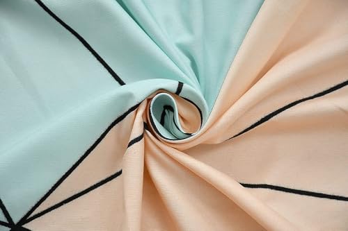 Image of KAWI Elastic Fitted BEDSHEET Single Bed 6X4 FEET(72X48X6 inch) Super Soft 250 TC Cotton Blend Superfine Fabric with 1large Size Pillow Cover, Pastel Green -Geometrical Print