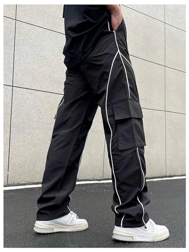GORGLITTER Men's Stacked Y2k Sweatpants Baggy Wide Leg Track Pants with Flap Pocket2