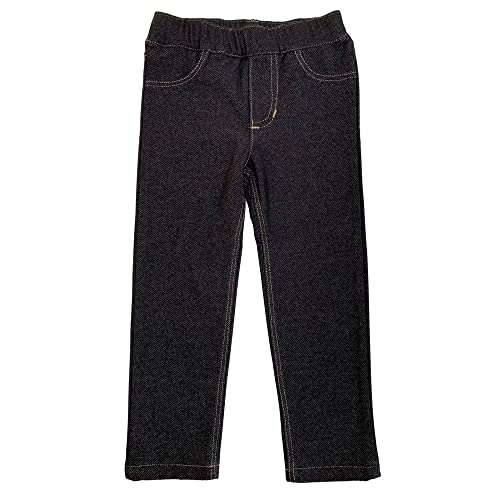 Kid's Jeggings, Unisex Stretch Denim Legging Jeans, Back Pockets Pull On Pants for Girls and Boys, Black (2T-5T)