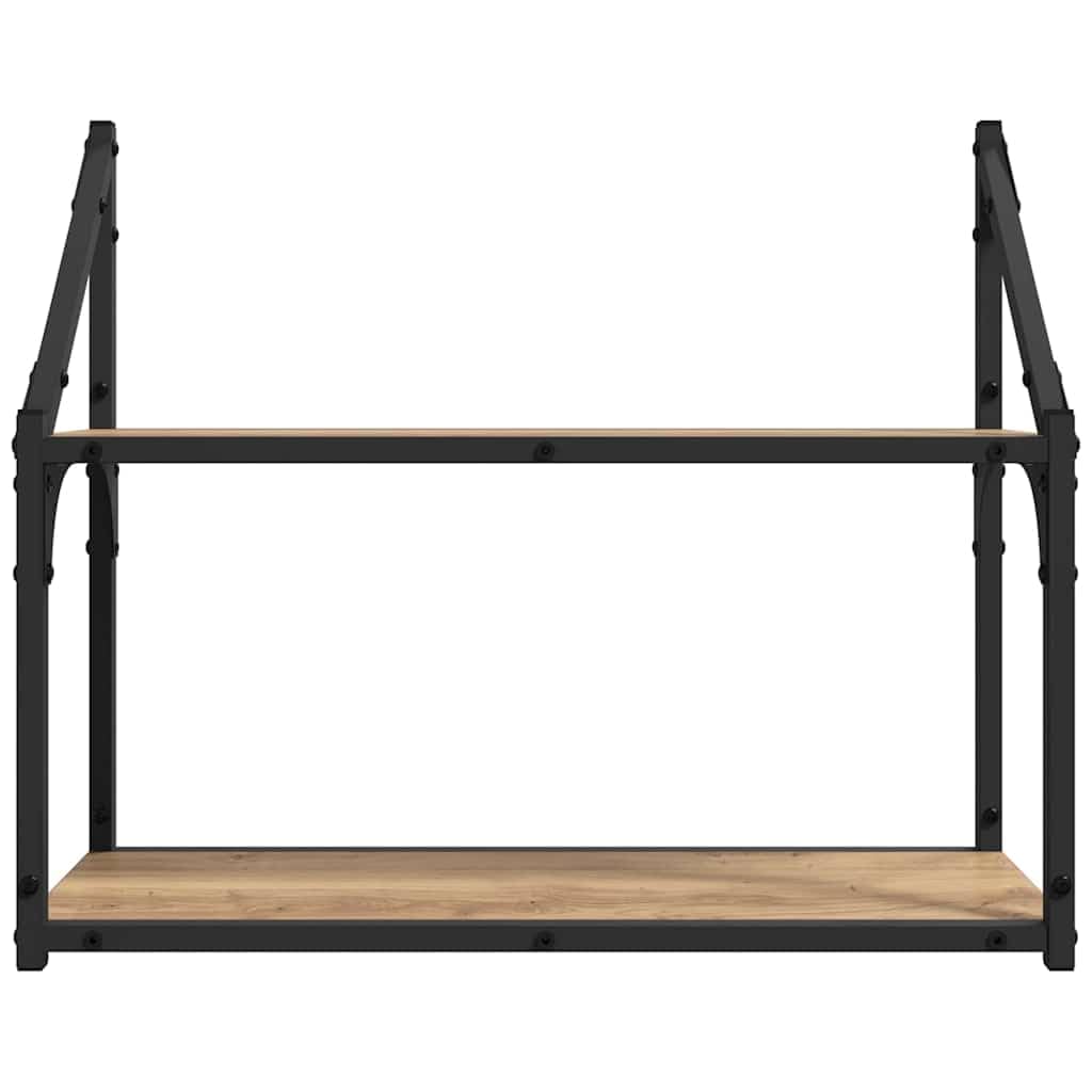 Matte Oak Engineered Wood Floating Wall Shelf | This 60x21x51 cm modern organizer is ideal for displaying books and decor in the living room, bedroom, or kitchen.