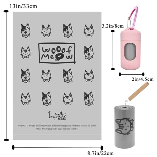 Image of Dog Poop Bag Dispenser for Leash with Snap Clip, Skin-friendly Texture Waste Bag Holder for Dog Walks and Cats, Pets Litter Bag Container, Indoor & Outdoor Use (Pink, 1)