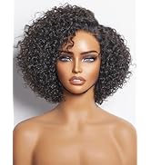 LUVME HAIR 8" Curly Glueless Wigs Human Hair Pre Cut/Plucked, Undetectable HD Lace Wig Ready to G...