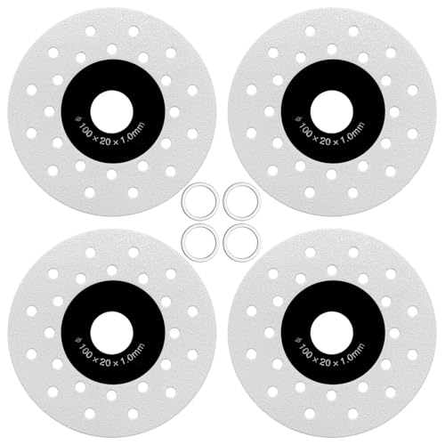 4 hojas de sierra biseladas de diamante para cortar y moler azulejos de mármol, disco de corte fino de 1 mm para amoladora angular, losa de roca, pieza plana para botellas de vino de cerámica