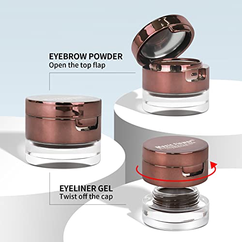 Music Flower Gel Eyeliner Eyebrow Powder, Black Brown Waterproof Eyeliner Gel - Image 2