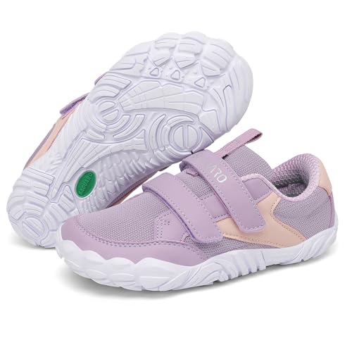 SAGUARO Barfußschuhe Kinder Barfussschuhe Jungen Mädchen Barfuß Sneaker Leicht rutschfest Barefoot Atmungsaktiv Traillaufschuhe Bequeme Zehenschuhe Violett 26 EU