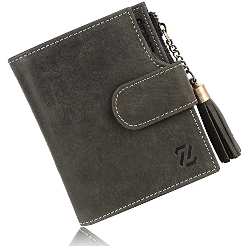Image of Zeetap Wallets for Women - Genuine Leather Ladies Wallet - RFID Protected Ladies Wallet Slim Zipper Purse /Card Holder Organizer for Women (Olive Green)