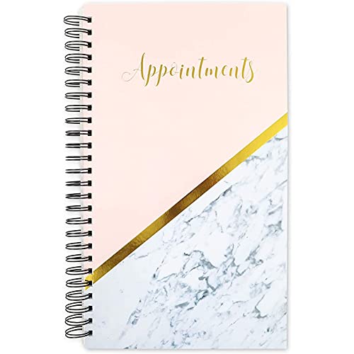 Juvale Salon Appointment Book, Undated Hourly Planner (Marble & Foil, 13.5x8.55)