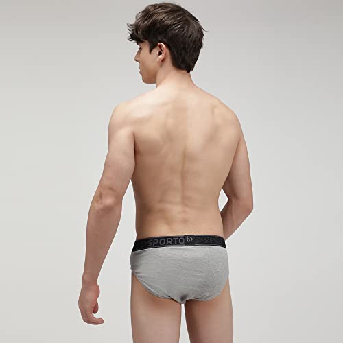 Image of sporto Men's Solid Cotton Brief with Soft Elastic Waistband (Pack of 3) Black