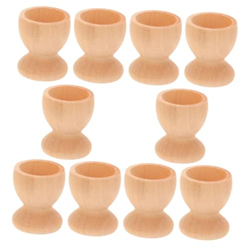 FAVOMOTO 10pcs Egg Tray Children's Toys Decor Cup Holder Egg Holder Graffiti Egg Holding Cup DIY Supply Eggs Holder DIY Blank Egg Stand Creative Eggs Cup Wooden