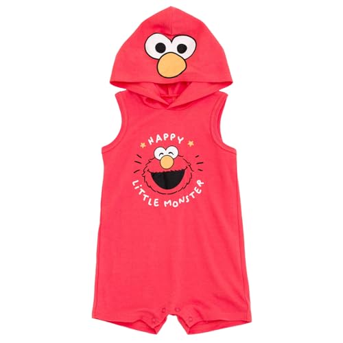 Sesame Street Elmo Infant Baby Boys Hooded Cosplay Sleeveless Romper Red 24 Months