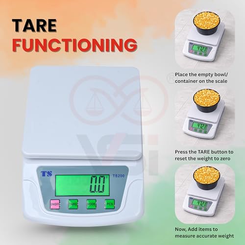Image of VINAYAK SCALES Digital Weighing Scale 5kg x 0.1g (100mg) | High Precision Multi-Purpose Scale for Kitchen, Baking, Coffee, Food, Silver Jewellery & Crafts | Tare Function