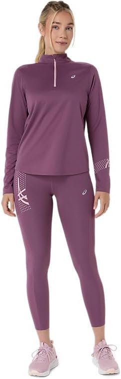 ASICS Women's ICON 1/2 Zip LS TOP Running Apparel, M, Velvet Purple