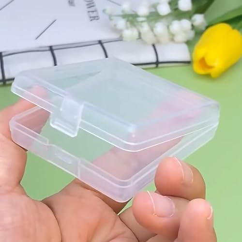 Image of Mini Plastic Storage Containers (2.4 x 2.24 x 0.67 inch), Rectangle Clear Craft Supply Case, 24 Pack Storage Containers with Lids, Square Bead Organizers for Beads, Earplugs, Pins, Small Items etc.