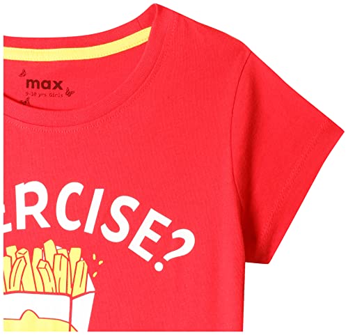 Image of Max Girls Regular Fit Printed Round Neck T-Shirt