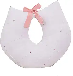 Almofada Amamentação Joy Ergonômica Confortável e Firme Bebê Enxovais Com Zíper e Laço Decorativo Ajustável Apoio para Bebe Branco com Rose