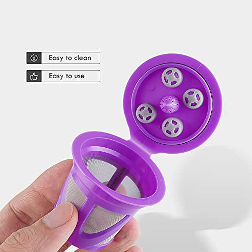 Refillable K Cups For Keurig K Supreme And K Supreme Plus, Reusable Coffee K-Cup Capsule Filter Pods Compatible With Keurig Coffee Maker K Coffee Machine Brewers, 4 Purple 2 Black #TOP2