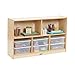 ECR4Kids 5-Compartment Mobile Storage Cabinet, 30in, Classroom Furniture, Natural