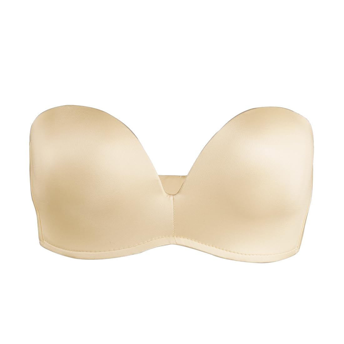 sourcing map Women Strapless Anti-Slip Invisible Push up Seamless Underwire Bra 75B Beige